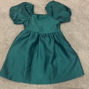 Elegant Green Puff Sleeve Dress